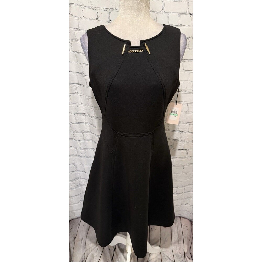NWT IVANKA TRUMP Fit & Flare Scuba 8 Black Sleeveless Dress LBD Classic